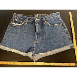 Abercrombie & Fitch Annie High Rise Distressed Denim Shorts Blue Womens 28/6